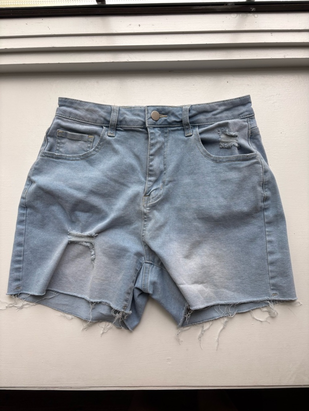 Light Blue Distressed Denim Women’s Shorts